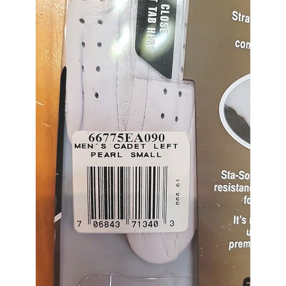 FJ Footjoy StaSof Leather Golf Gloves Men’s Cadet SMALL LEFT Pearl White NEW - Picture 3 of 5